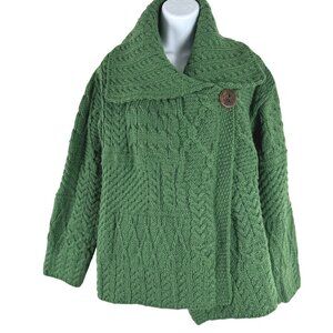 Green Cable Knit Cardigan Sweater